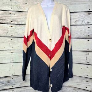 Daytrip Chevron Colorblock Button Cardigan Size L